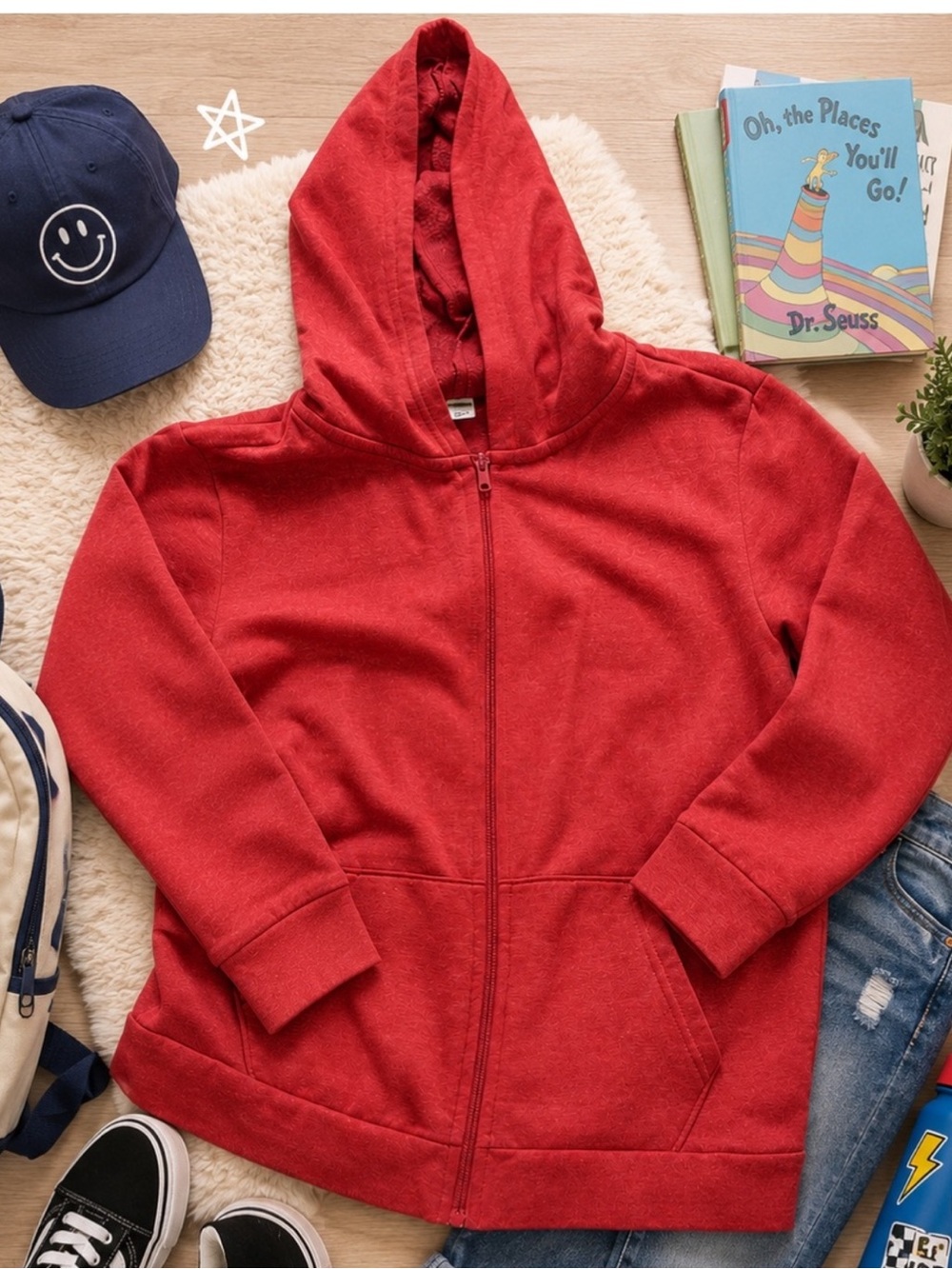Old Navy Kids Red Full Zip Hoodie Sweatshirt XL 14-16